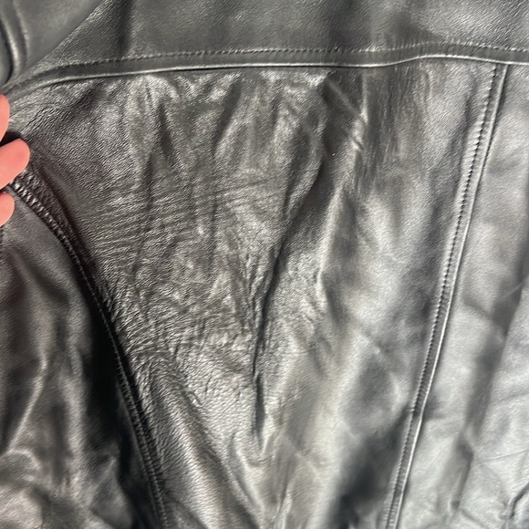 Jos A. Bank Black Leather Coat Men XL - Picture 9 of 9